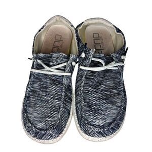 Hey Dude Shoes Womens Sz 11 Wendy Sox Gray Slip On Mocs Sneakers Fabric Flats